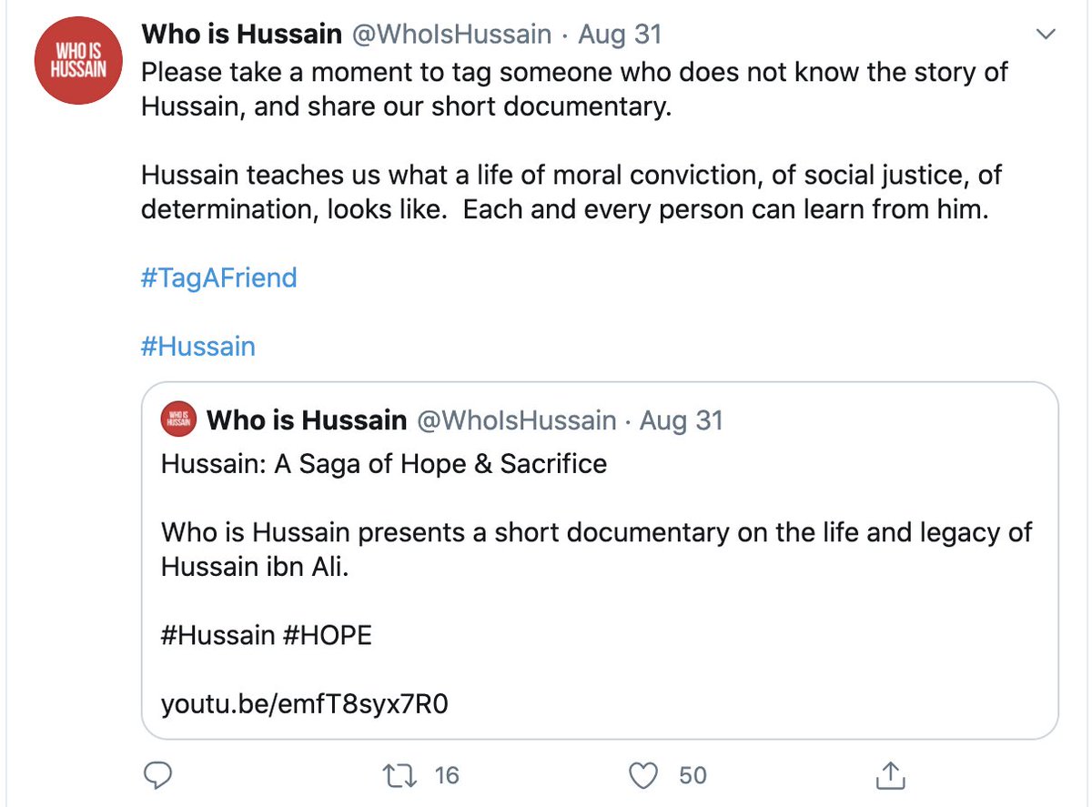 Wait for it - Imam Hussain Ibn Ali - grandson of mohammad. He follows "charity" work of  @WhoIsHussain that has absolutely no qualms in promoting hussain's teaching of Islam. Guess Islam never left him.