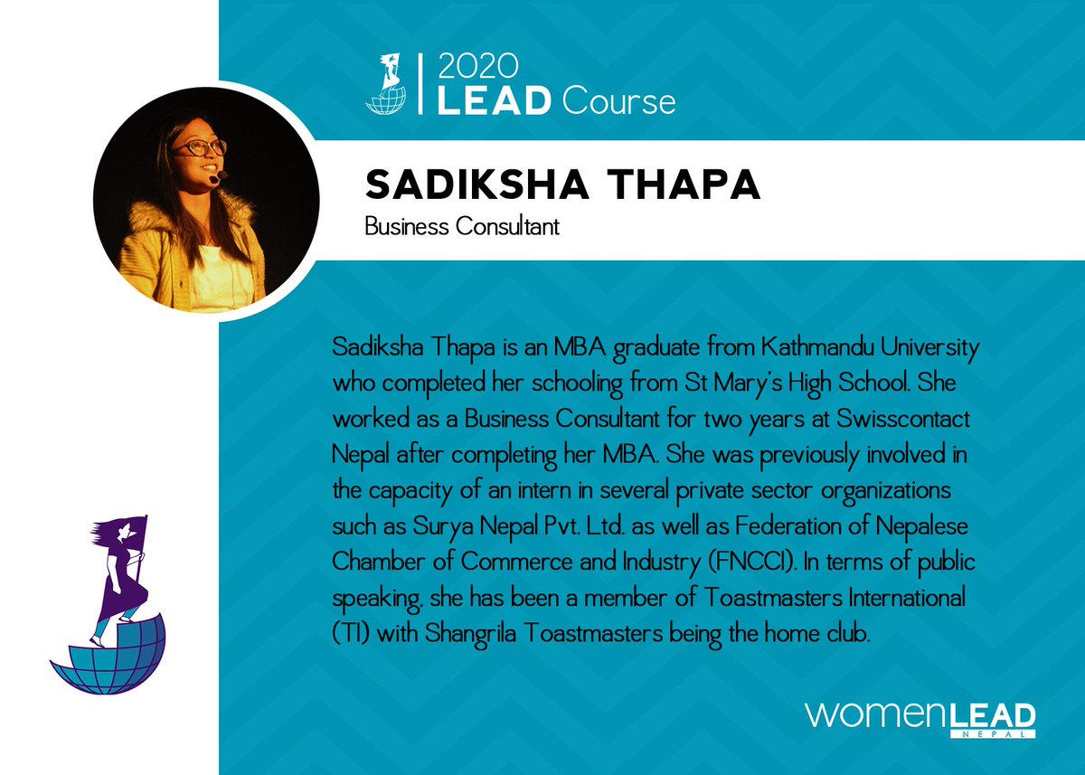 womenLEADnepal's tweet photo. Business Consultant, @SadikshaThapa facilitated a session on "Public Speaking" for the 2020 LEADers today! Speaking over Zoom with our fellows, she illustrated key skills that help while speaking in front of a large audience.
#wlead #LEAD2020 #LEADgoesvirtual https://t.co/nXybVqH48M