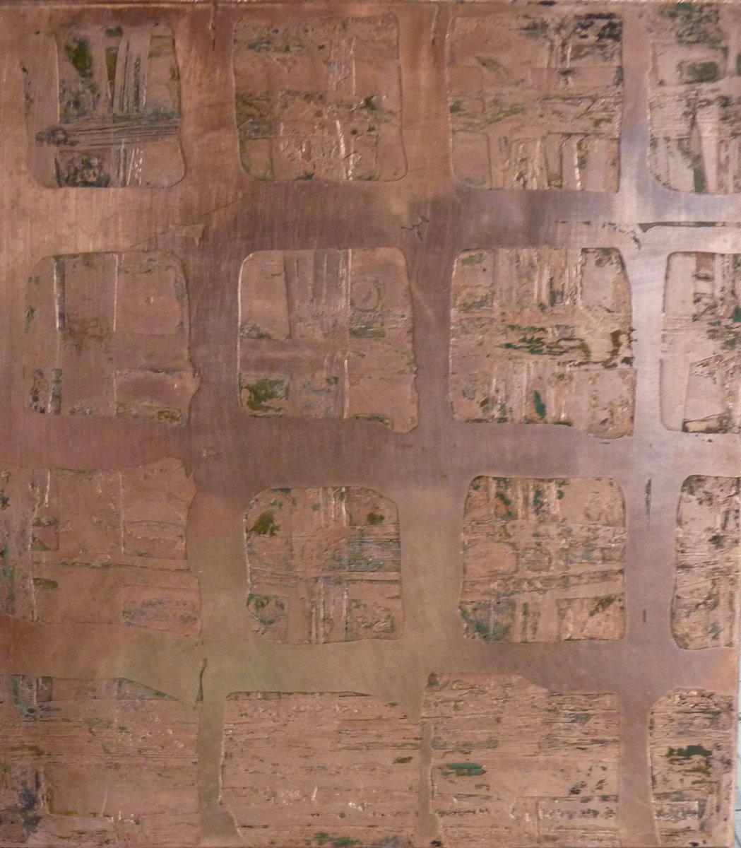 SPPresearch's tweet photo. SPP's Michelle Keegan has prepared "drypoint and copper plates in response to the Soap Pan building...made in situ using the walls from the building...In response to these marks I have expanded the plates into etching on copper using Edinburgh etch." See https://t.co/9LCYatBpvk https://t.co/Vtk7oKU7c7
