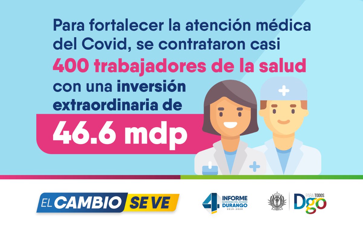 SSDurango's tweet photo. Se han realizado acciones muy concretas para el manejo adecuado de la pandemia. El mejor recurso que tenemos es el personal del sector salud. #ElCambioSeVe https://t.co/rCErDdae6e