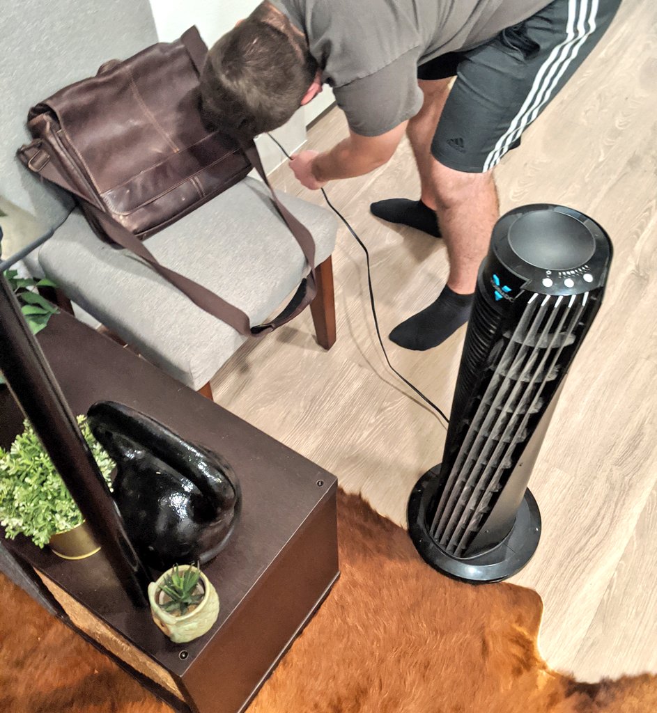 Although someone thinks that the bike desk makes me set the AC too low."Use the fan!" He says, as if 50 degrees isn't a perfectly normal indoor temperature.