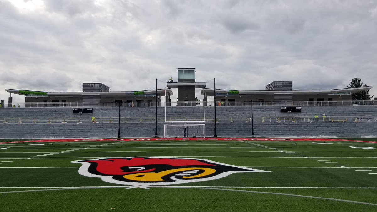 SPCardinals's tweet photo. Entering into the final stage of the @BankSunPrairie Stadium at Ashley Field project.  @findorff @Bray_Architects @sunprairiek12 @Daktronics @MWSTS1 https://t.co/e3mDOHClWN