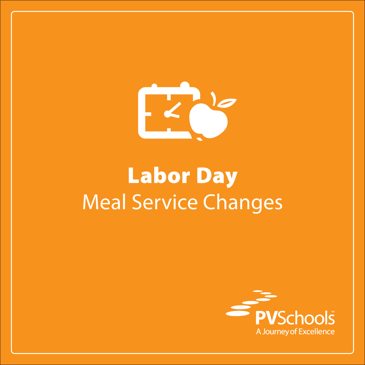 pvschools's tweet photo. Due to the Labor Day holiday on Monday, #PVSchools will be distributing two days worth of meals on Friday, September 4. Regular distribution schedule will resume on Wednesday, September 9. Meal distribution information can be found at https://t.co/zRHnWSMgyb. #PVSchoolsTogether https://t.co/d61SNaWHwe