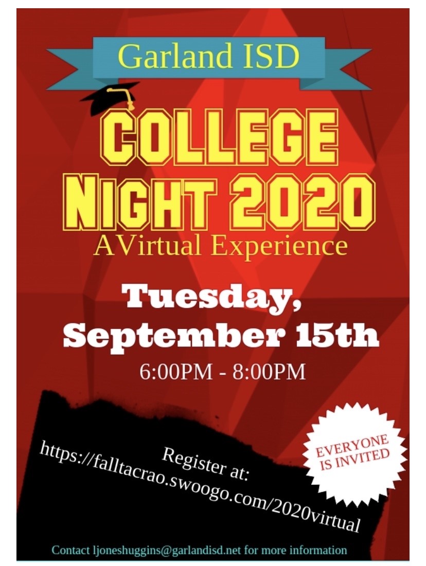 Our Virtual  College Fair is coming! COVID can't stop us! Have you registered?!  Register at falltacrao.swoogo.com/2020virtual <a href="/CollegeReadySHS/">College Ready SHS</a> <a href="/gisdcounseling/">GISD Guidance and Counseling</a> 💙🧡