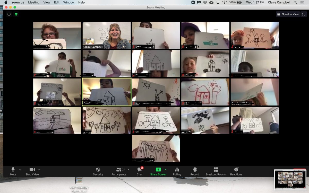 Having so much fun with this class already! We did a shape listening activity and our Mystery design was a: house!