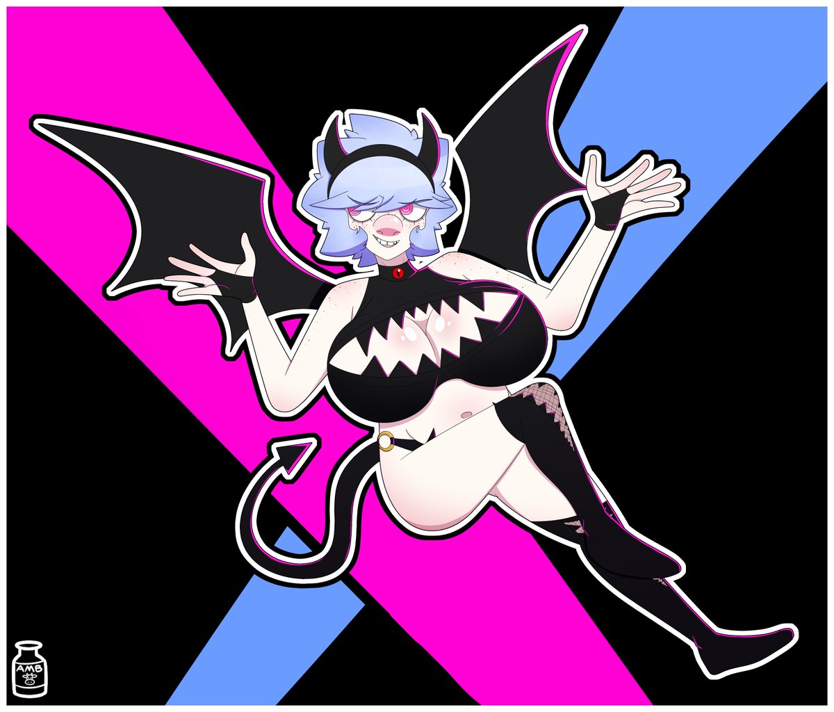 himejoshikomaru's tweet photo. hi i drew lilith (from @w4dcomic) in that devil/imp outfit going around cuz it's like one or two steps from being what she wears on a regular basis LOL https://t.co/zKEgHfuElX