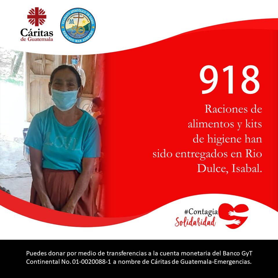 caritas_gt's tweet photo. #ContagiaSolidaridad ❤️
Con alegría comunicamos que entregamos 918 raciones de alimentos #RíoDulce #Isabal. Agradecemos la donación de: @PriceSmart , personas particulares y el apoyo de Vicariato Apostolico de Isabal para la distribución de esos kits;
#CáritasUnidasCovid19 https://t.co/4cW79MVnKZ