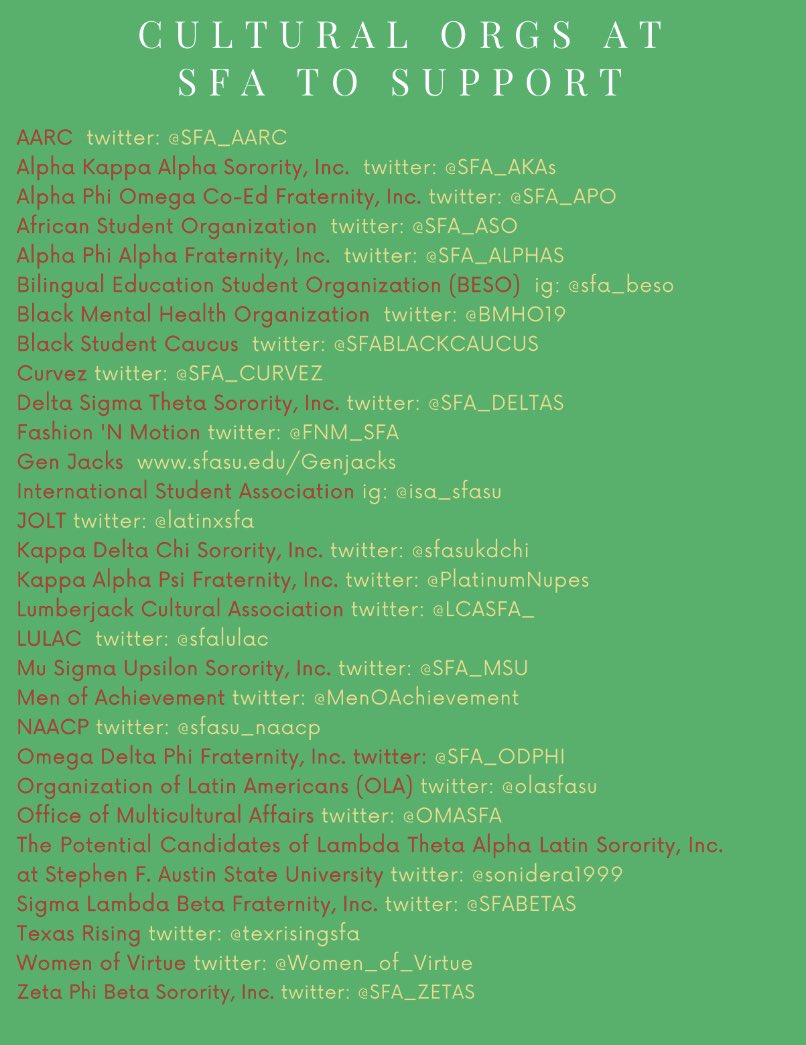 LSM_SFA's tweet photo. Thank you to everyone who came to Aquí Estamos! Like we keep saying, know that everyone at the LSM is here for YOU! To help &amp; support you in any way we can ♥️🌱

Check out this packet with lists of BIPOC businesses you can support in Nacogdoches &amp; cultural orgs at #SFASU ! https://t.co/hvwqOstybK