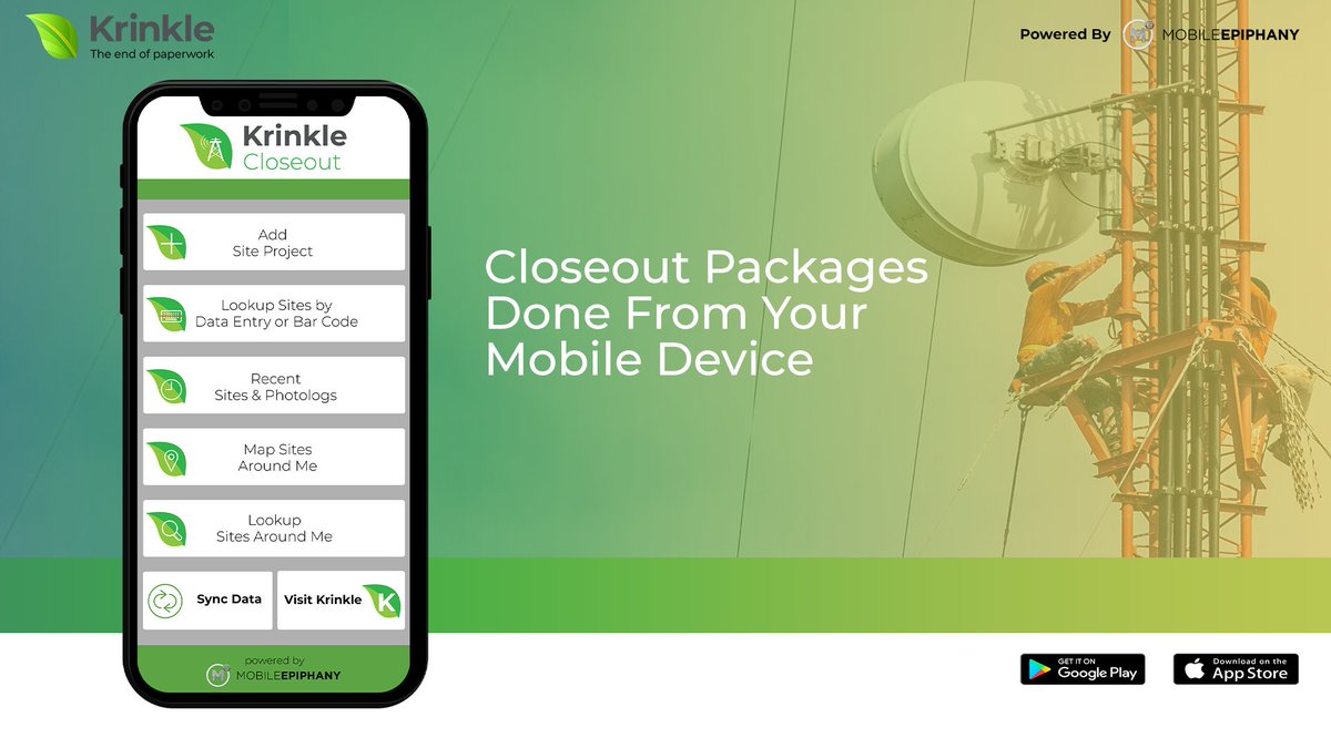 KrinkleCloseout's tweet photo. Krinkle Closeout is a mobile app that revolutionizes how #closeout Packages are conducted in the wireless industry. Our QA tool allows closeout managers to verify photos while their crews are still on the tower. Get it right while still on-site! See how @ https://t.co/giMBYh6rPB https://t.co/zl2ylAKtPi