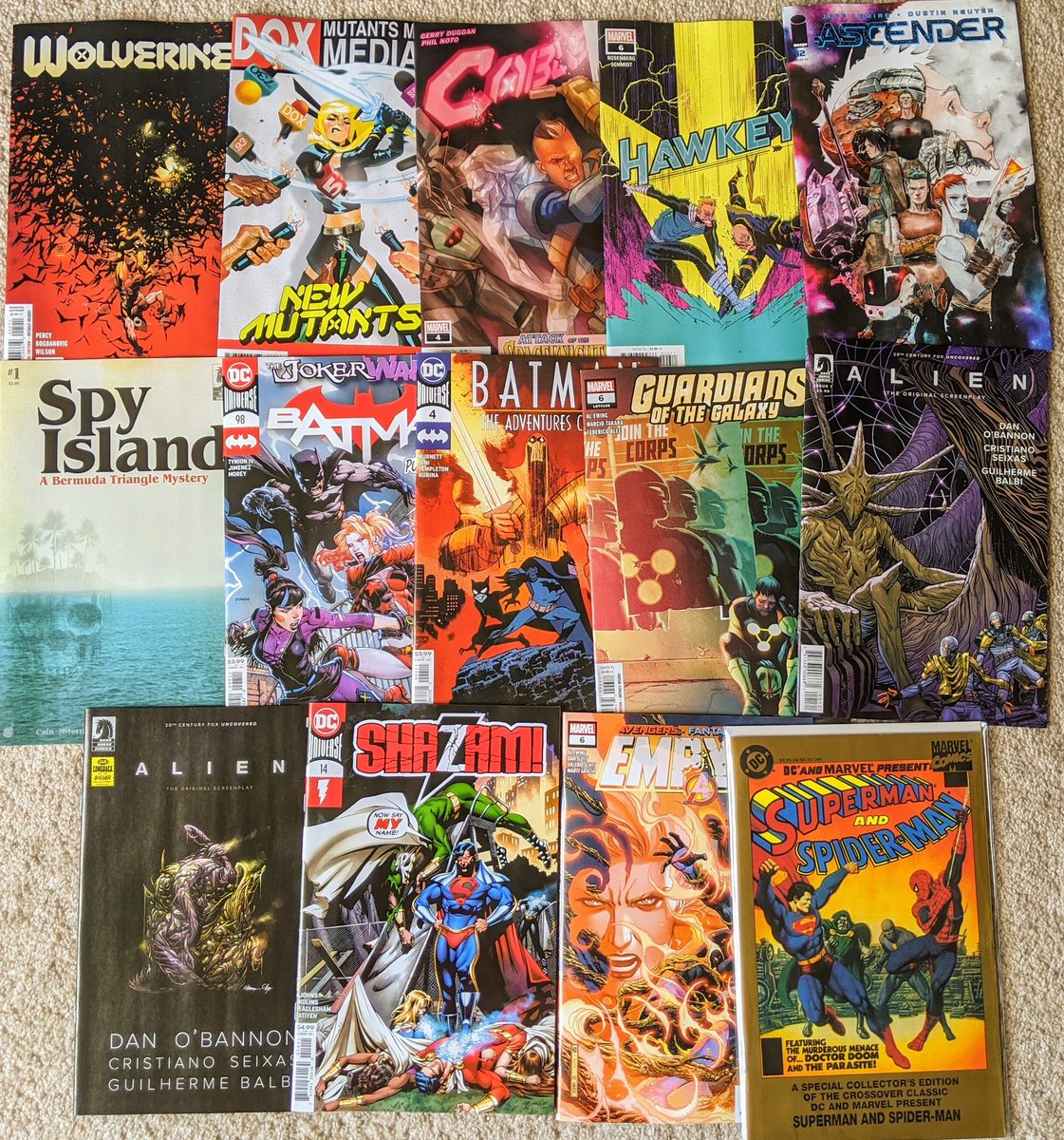 Kurtopolis's tweet photo. A day late but happy #NCBD and #NTYCBD everyone! Didn't get my books yesterday so I had to assuage my guilt by picking up some additional things. I may have overdone it. #noregrets Also my issue of @HeavyMetalInk 300 came the other day so that's exciting! 🤘 #showmewhatyougot https://t.co/282GdWBeMy