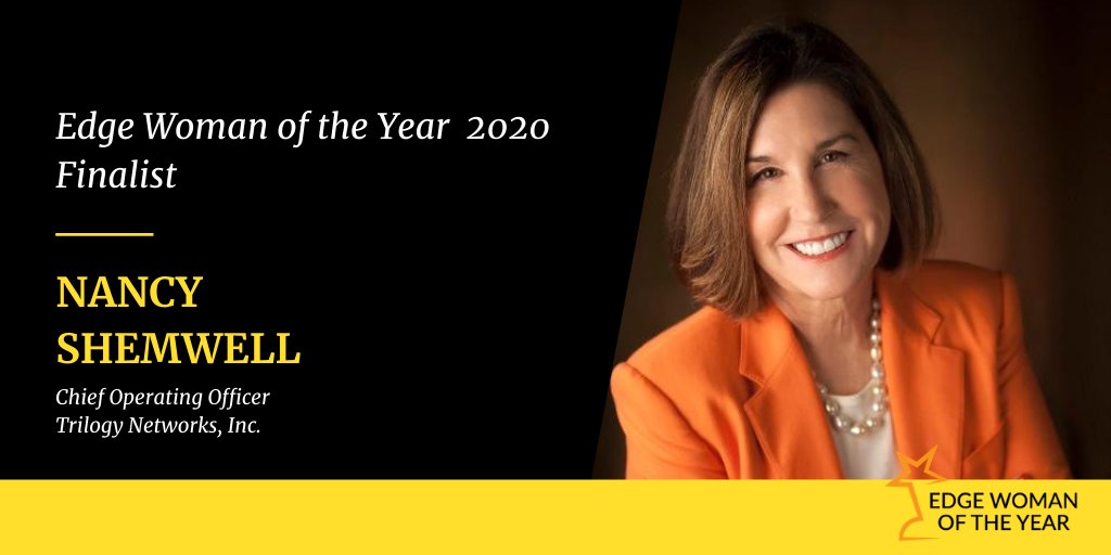 EdgeCWorld's tweet photo. In partnership with @StateOfTheEdge and @linuxfoundation we are delighted to highlight @nancyshemwell, COO at @TrilogyNetworks, as one of our 10 Finalists for Edge Woman of the Year! 
#ewoty2020 #ecw2020

Register for ECW2020 today!
https://t.co/oUvmXmgdr1 https://t.co/EML5lCi4nN