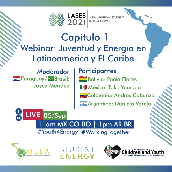 lases2021's tweet photo. ¡Nos vemos el sábado! Estaremos en Facebook y en YouTube 🔴EN VIVO. #Juventud y #Energia en #latam y el #Caribe.
🕚11 am México/Colombia/Bolivia
🕐1 pm Argentina/Brasil
👇Registrate aquí: https://t.co/tKGoM8gADD
#Youth4Energy #WorkingTogether #QuédateEnCasa 🏠 https://t.co/uGfo4lGXX5