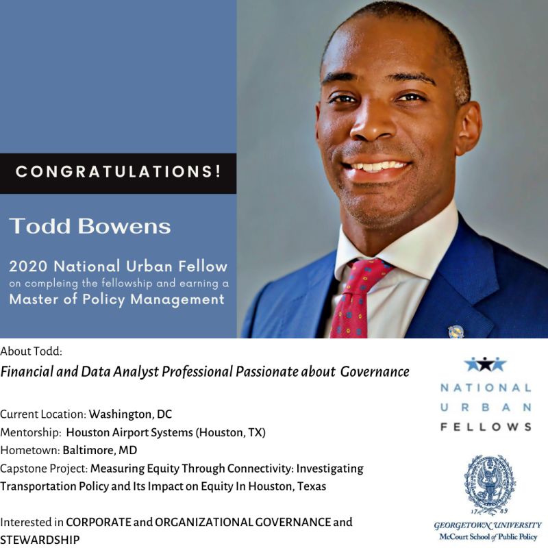 BL_Alumni's tweet photo. Congratulations to BL alum, Todd Bowens '97 on earning a Masters of Policy Management degree from Georgetown University, McCourt School of Public Policy.
He was part of the 2020 Class of The National Urban Fellows!
#BLeaders #BLalumni #EQV https://t.co/wqnhOn3bCY