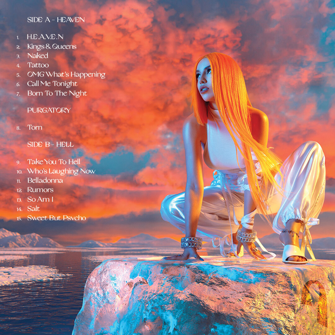 AvaMax's tweet photo. The tracklist I have been so patiently waiting to tell u 😭🖤 So excited for u to hear the rest of these songs! #OMGWhatsHappening OUT NOW ✨#HeavenAndHell #September18th https://t.co/ph8z7Imo1H
