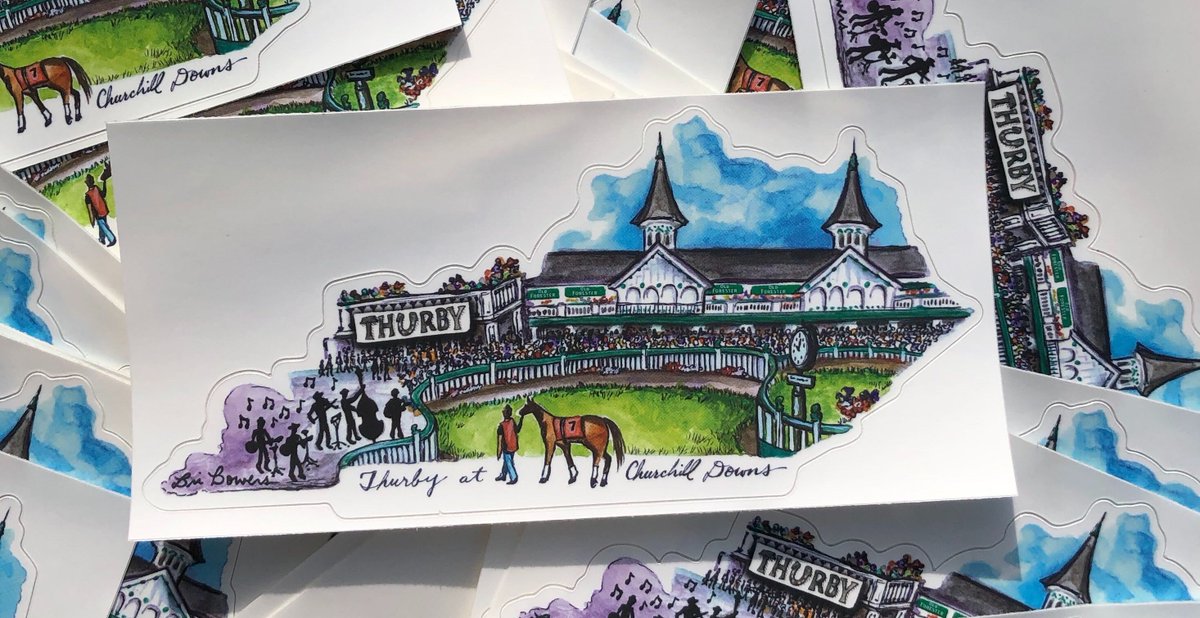 KentuckyDerby's tweet photo. RT for a your chance to win prize pack including a sticker of original Thurby artwork by Louisville artist Bree Bowers 🤩 

Official Rules: https://t.co/DyF893sMX6 https://t.co/TzBvnVtMqV