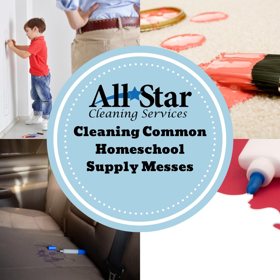 More homeschooling = more home messes! School supplies tend to create lots of unique messes. Here’s how to clean the most common ones: cleaningallstars.com/cleaning-commo…