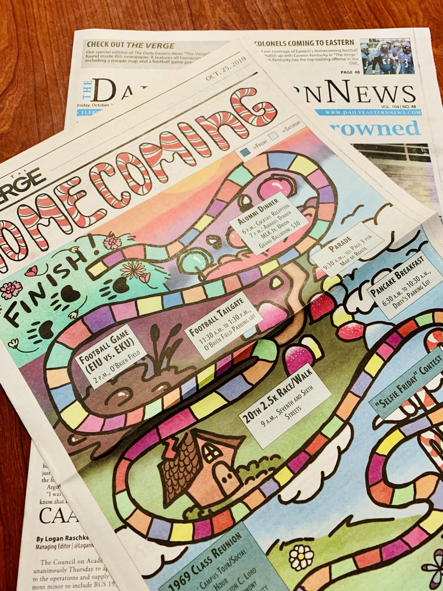 LoganRaschke's tweet photo. Remembering my Candyland Verge design for #TheDailyEasternNews today. Also feeling pretty blessed to have had the privilege to design, edit and write with such an amazing staff of journalists and visual communicators! #tbt https://t.co/TGCgWAbA9j