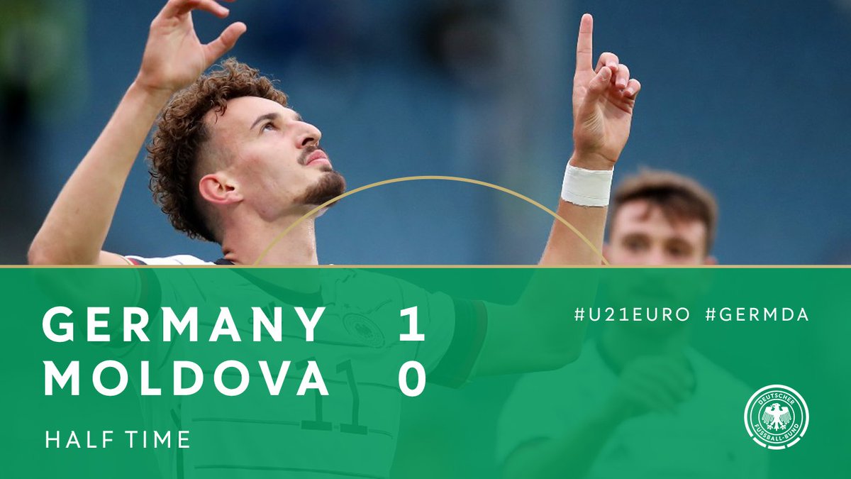 DFB_Team_EN's tweet photo. Mërgim #Berisha with the only goal of the game so far. The U21s take a narrow lead into the break ☝️
#GERMDA #U21EURO https://t.co/LXJpwKGVqt
