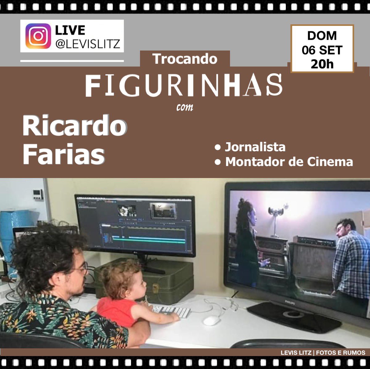 LevisLitz's tweet photo. Live - Levis Litz Trocando FIGURINHAS com Ricardo Farias, jornalista e montador de cinema. Domingo, 06/09, às 20h, no Instagram. Siga @LevisLitz para acompanhar as lives. #fotoserumos #cinema #expaje #documentarios https://t.co/bbYXGAJbsq