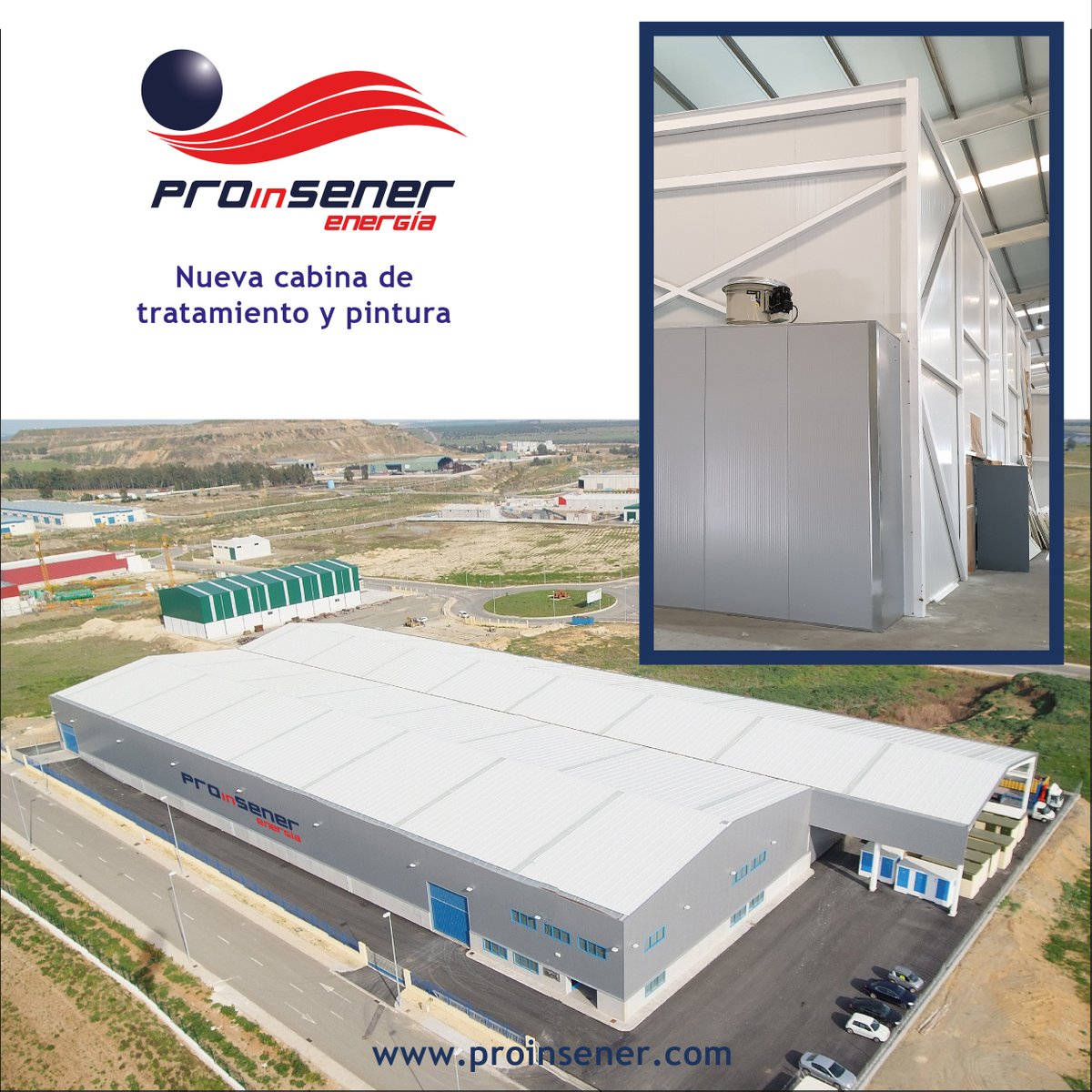 proinsener's tweet photo. Informamos del grado de avance de una de las inversiones más importantes que @proinsener está acometiendo en este año 2020: Nueva cabina de tratamientos y pintura que nos permitirá aumentar la capacidad de producción de nuestra planta de 12.000 m2 de Aznalcóllar. #Proinsener https://t.co/YxbuP92FmJ