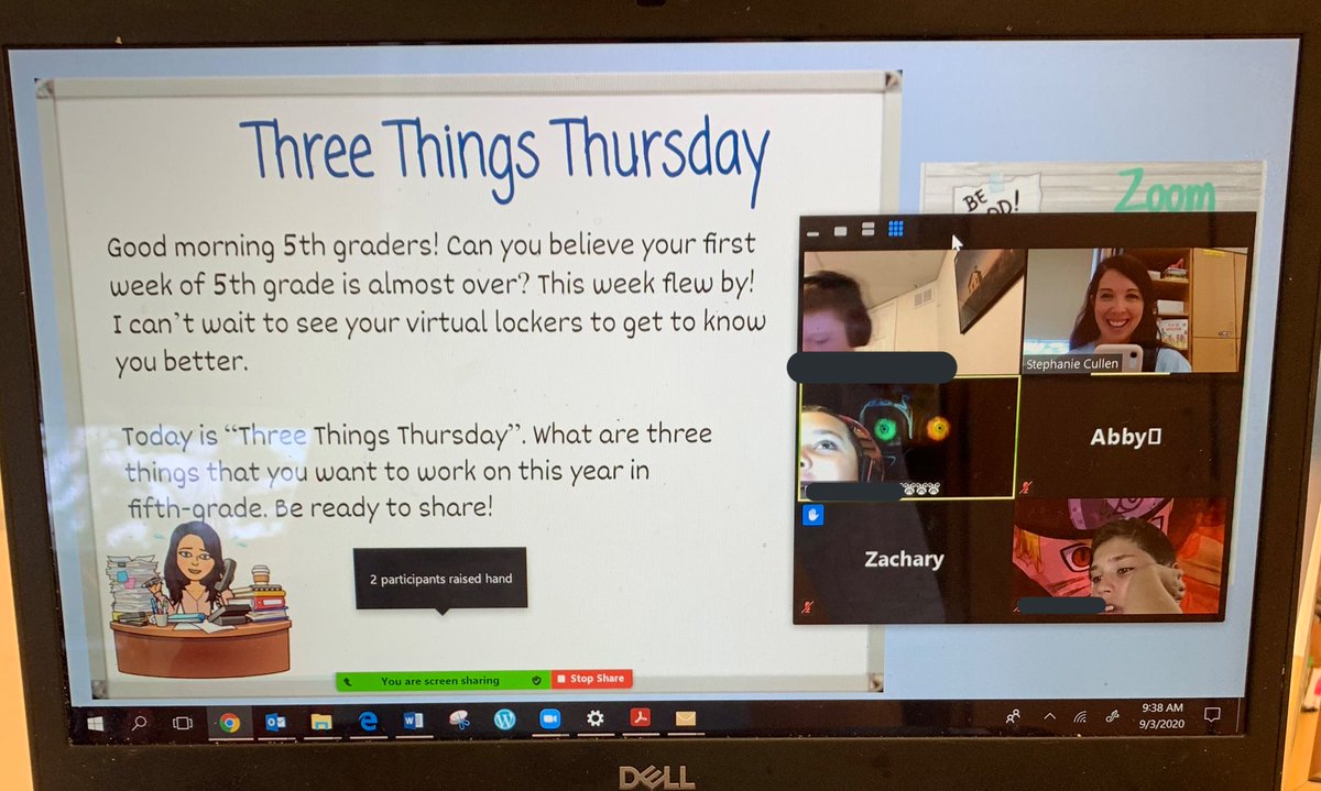 MrsCullenFHE's tweet photo. Some highlights from our first week: creating our virtual lockers, morning meeting, team building, &amp; our class photo. This is such an amazing group of 5th graders! 💙@FernHillES https://t.co/LvuSEZJ3fq
