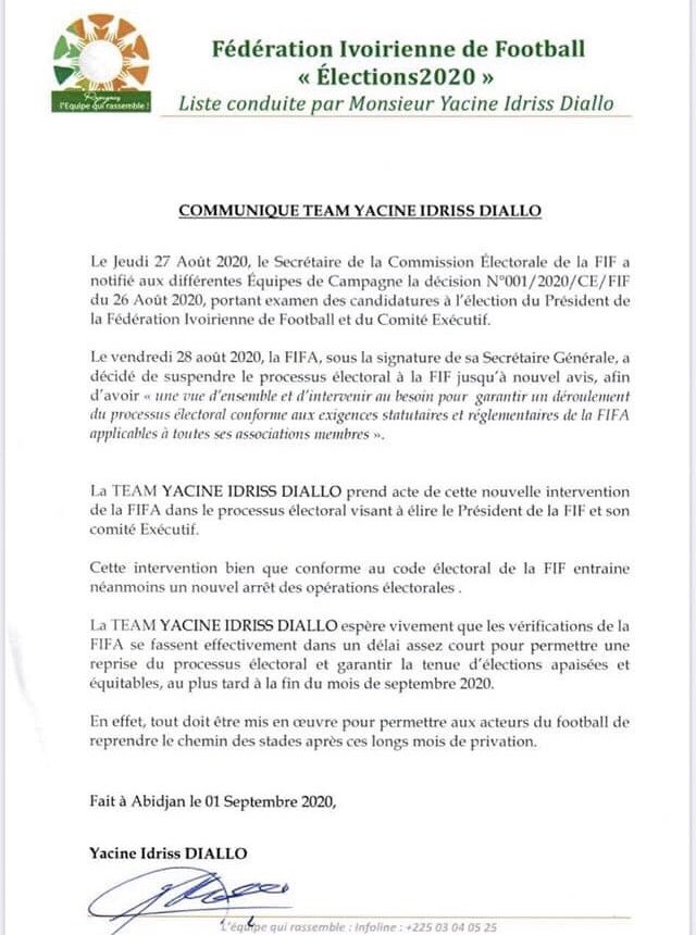 saedeciv's tweet photo. Communiqué du Candidat YID:
Il Prend acte de cette nouvelle intervention de la FIFA dans le processus électoral. 😁 #Civ #civ225 #fif2020 https://t.co/KpBhAFLHXT