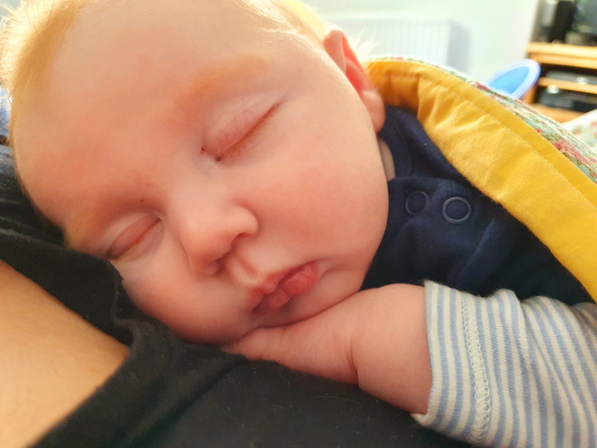 Fifilabella's tweet photo. My little cutie sleeping on me.  Best feeling &amp; lovely cuddles 😍 #tobylife #familyof3 #redhair https://t.co/ZTrh6kNGAO
