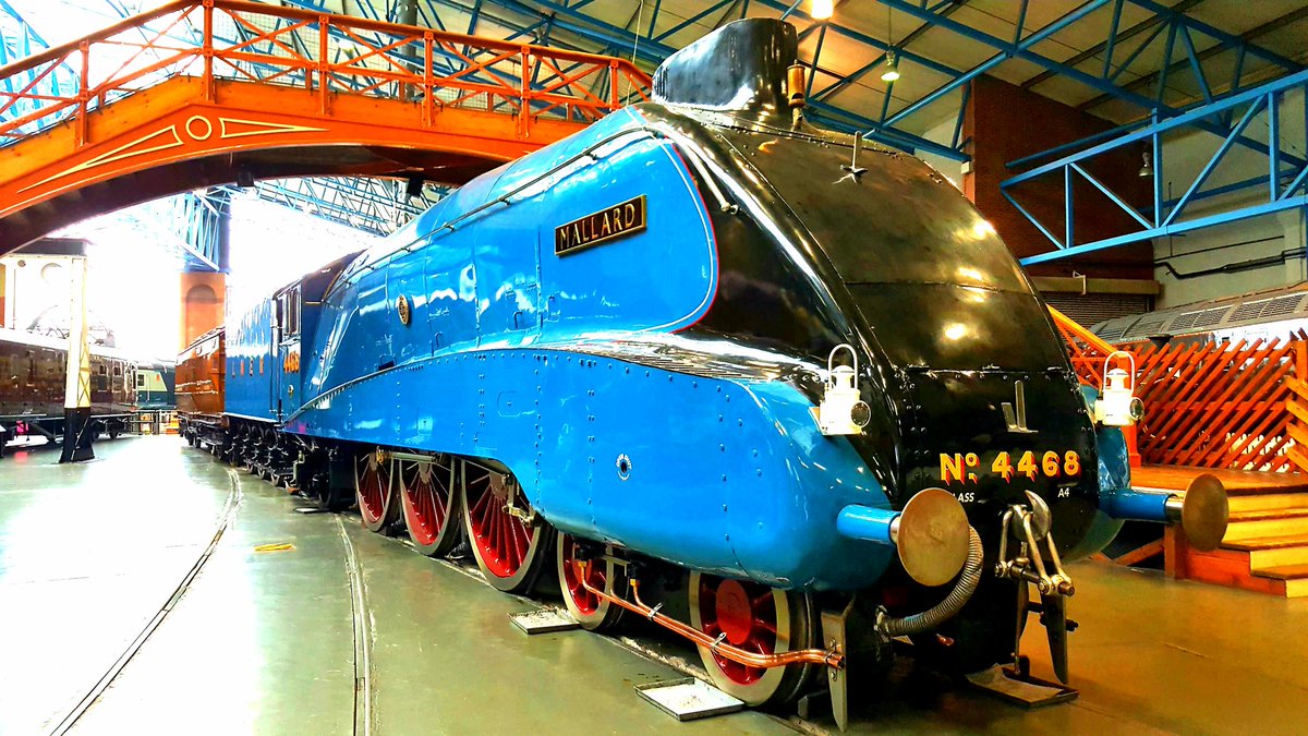 PaulVanston's tweet photo. Great to visit @RailwayMuseum in York with friends last wkend to keep track of old loco friends ... see the only #Shinkansen outside Japan ... visit her sereneness the #DuchessOfHamilton ... and go quackers over a resplendent blue & black #Mallard. https://t.co/f2IWOVl54L