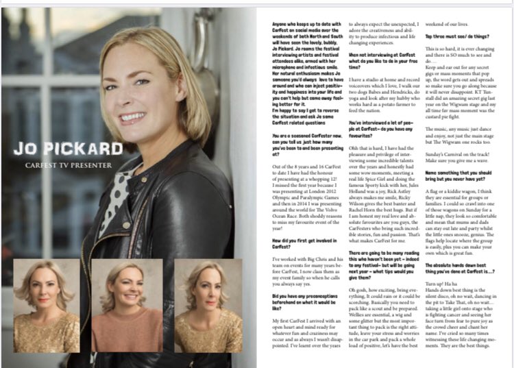 BuddiesCf's tweet photo. @Jopickard hope your friends, fans and associates will log on to the carfest buddies Facebook group to download the first issue of buddies which has just been released with a feature on Jo and her CarFest experiences and thoughts https://t.co/eztaAZme4e