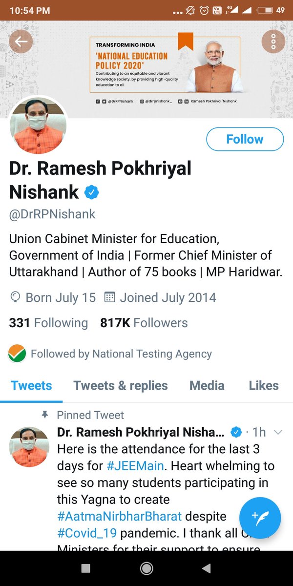 mr_Arman_khan_'s tweet photo. Guys I hv done ....
Did u do the same ...???
#unfollow @DrRPNishank
Also report his account bcz he has lost humanity...
aray why r u waiting..he is continuously lying..  ..let him rest in hell
  #JEEFailedPostponeNEET
@LicypriyaK @11Petitioners @anubha1812 @Prateek48306957 https://t.co/zrHfDV7kLY