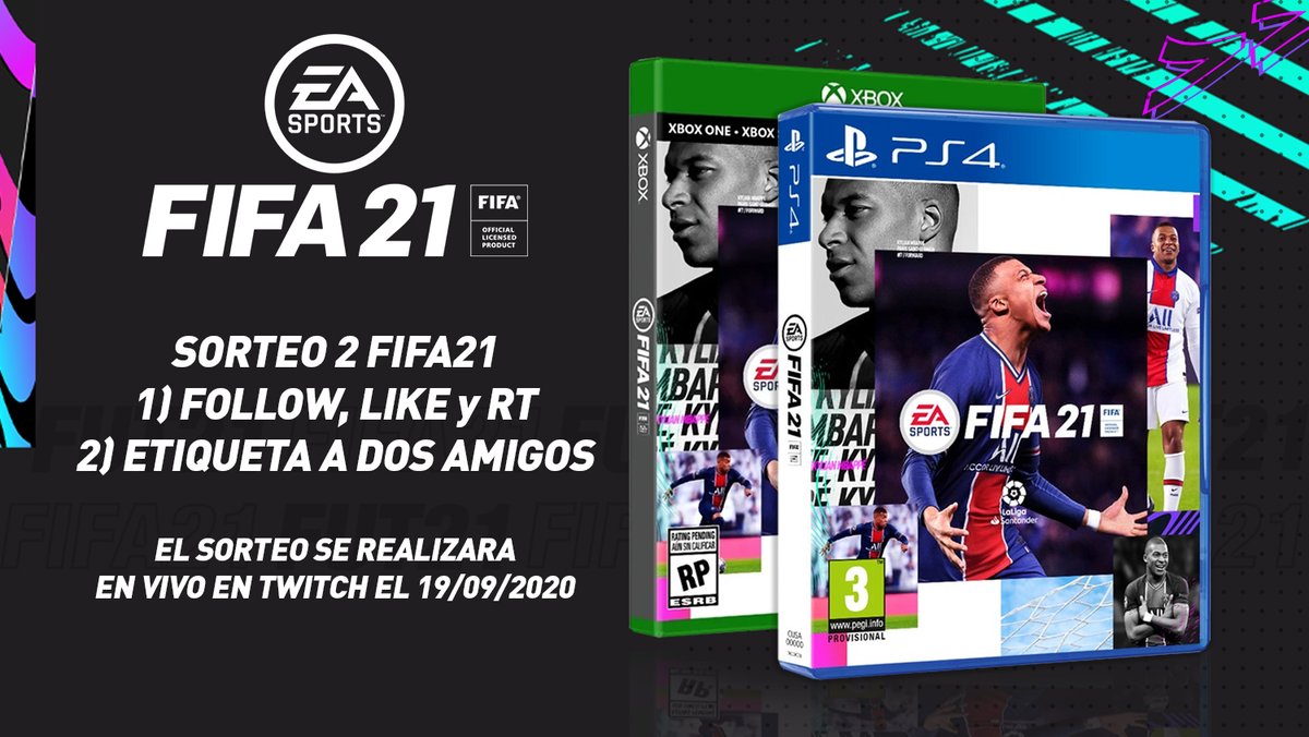 SORTEO DOS #FIFA21
- Follow, Like y RT
- Etiqueta a dos amigos
*El sorteo se hará en vivo en Twitch!