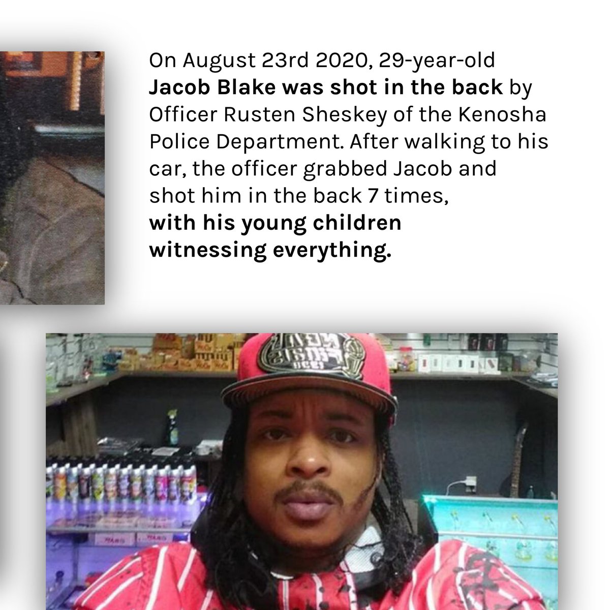 SayTheirName_io's tweet photo. Protests continue for Jacob Blake, who was shot on August 23rd by Rusten Sheskey, an officer from the Kenosha Police Department. 

Speaking of the protests, Jacob Blake's father says: "We’re not going to stop. We’re still suffering because there are two justice systems... https://t.co/GT9hADpdvJ