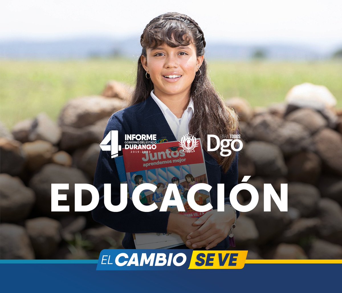 AispuroDurango's tweet photo. Este Gobierno destina más de la mitad de lo que recibe en participaciones, para el rubro de la #Educación, con lo que hemos logrado grandes resultados: Disminuimos el rezago educativo, avanzamos en cobertura, eficiencia y el grado de escolaridad promedio #ElCambioSeVe https://t.co/7s0Cuk4maV