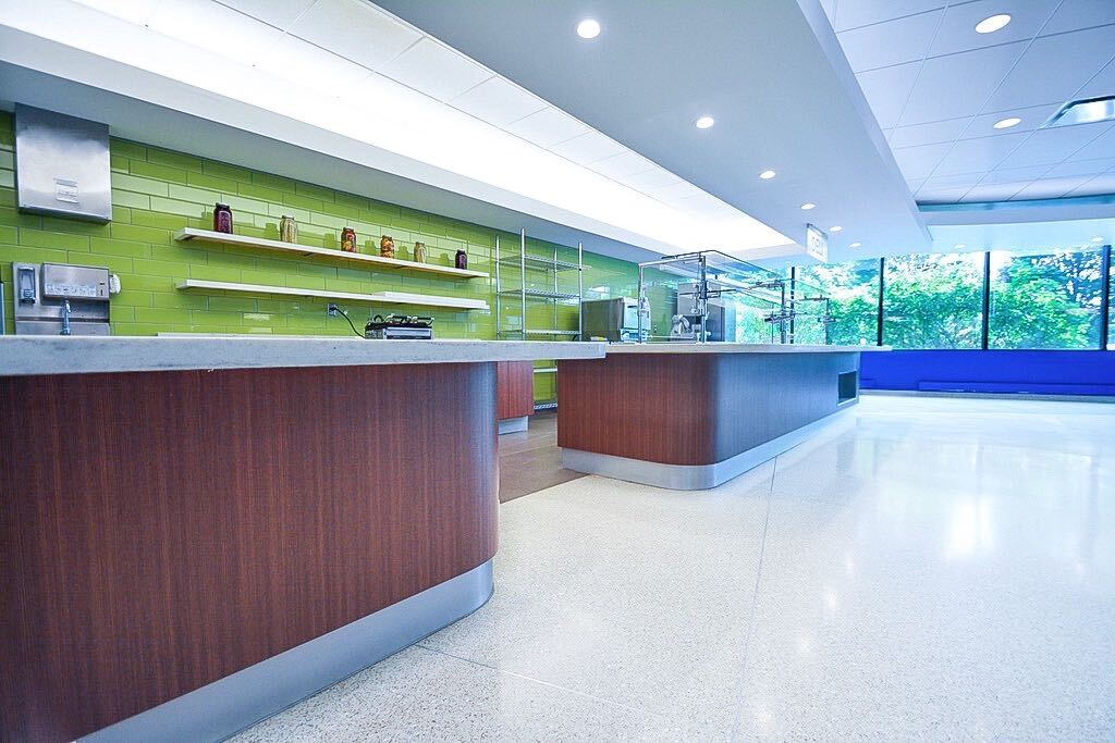 SchottXchange's tweet photo. #BeforeandAfter 📸 The @CapitalGroup cafe serving lines were in great shape but in need of a facelift! Rather than getting new, we recovered them with @3m_dinoc!  We are all for this environmentally friendly solution that looks great too 🙌 https://t.co/IOT9ZAMkbP