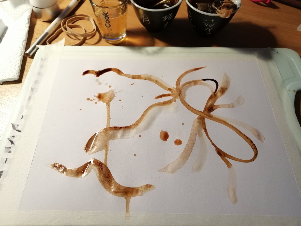 drditchburn's tweet photo. Tonight's mindful art and breath session using coffee &amp; tea media with @jaynewilton_ #ThankYou #artist #beginner #ThursdayMotivation #Mindfulness #meditation #Happiness #Peace #thursdayvibes @AAGBI_Heritage @Assoc_Anaes https://t.co/sfXA5tu7KM