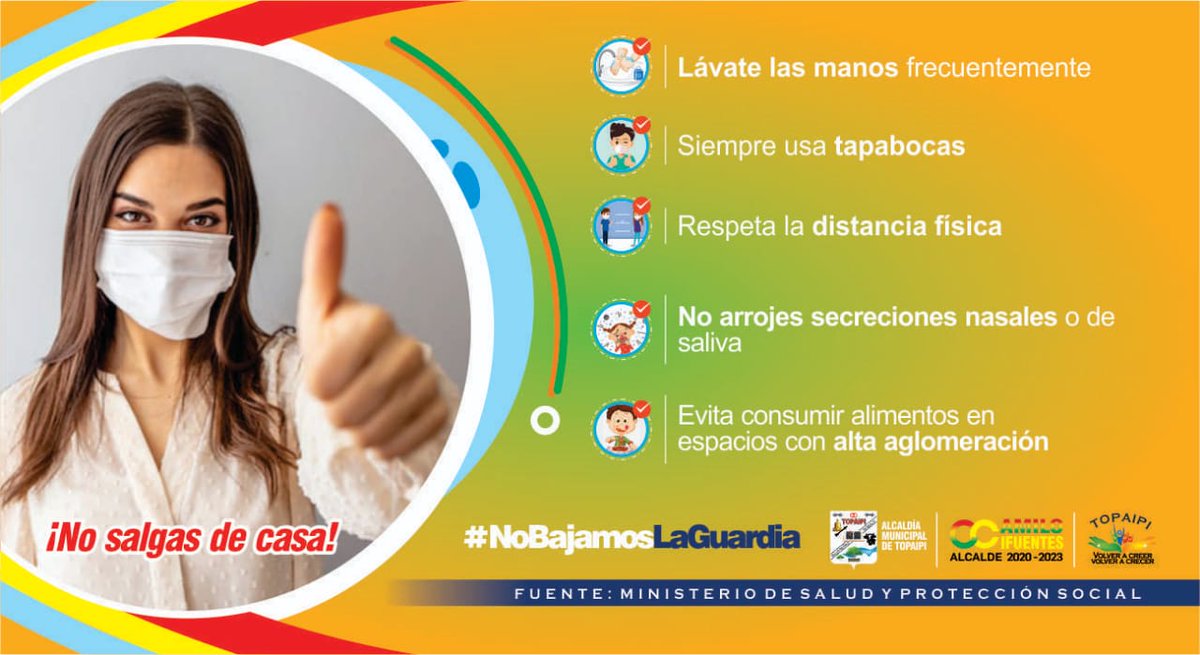 2020Topaipi's tweet photo. #publicidadInformativa

Entramos en una nueva etapa de aislamiento Individual #AislamientoSelectivo donde cada ciudadano es responsable de sus cuidados, los de su familia, amigos y vecinos, manteniendo todos los protocolos de bioseguridad. https://t.co/h5wMVeqXOM