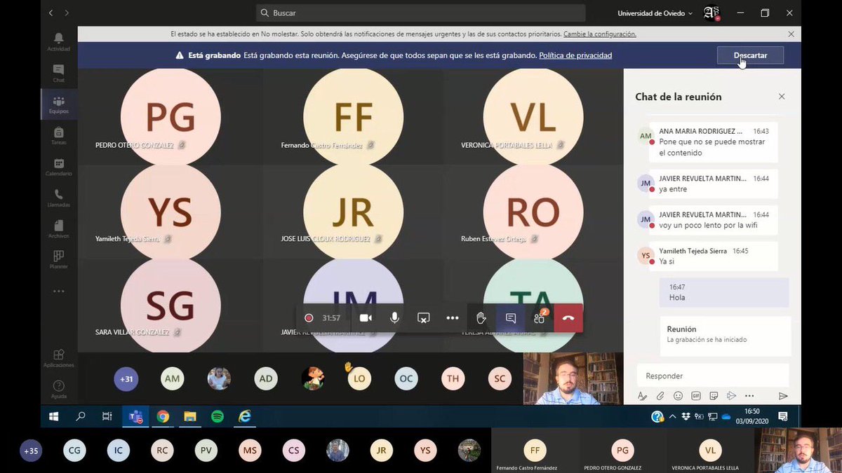 Jornadas de Bienvenida. Gran éxito de asistencia a las charlas  complementarias por Teams de asesoramiento sobre el campus virtual  impartidas por nuestro compañero Álvaro Solano-Fernández Sordo.