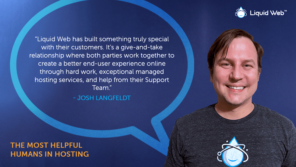 LiquidWeb's tweet photo. We're happy to celebrate Josh and grateful to have this #HelpfulHuman on our team! Read his interview to learn what he loves about his job, what makes him geek out, and which celebrity he'd meet if he had the chance. https://t.co/vVxwoBWIS1 https://t.co/BK6k13VpkH