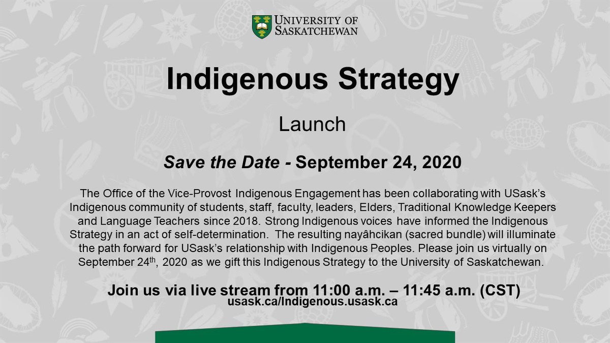 GSA_USask's tweet photo. Save the Date - September 24, 2020 

#IndigenousStrategy https://t.co/IkMaPlnr9F
