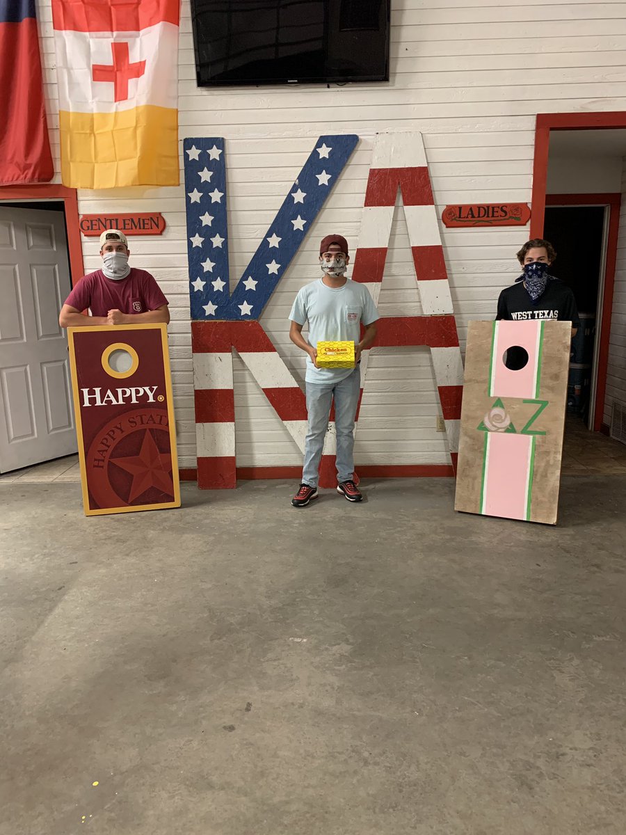 Huge thank you to <a href="/HappyStateBank/">Happy State Bank</a> , <a href="/_chickenexpress/">Chicken Express</a> and <a href="/dzatwt/">☆ Delta Zeta ☆</a> for helping us out with our cornhole rush event last night. We appreciate the support from local businesses , alumni, and incredible women. We couldn’t do it without y’all.