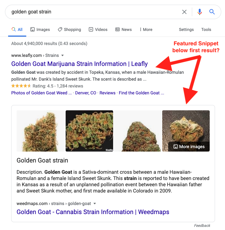 cbrodzky's tweet image. How interesting - the #FeaturedSnippet is below the first result.
And uh ummm, I'm doing client research.