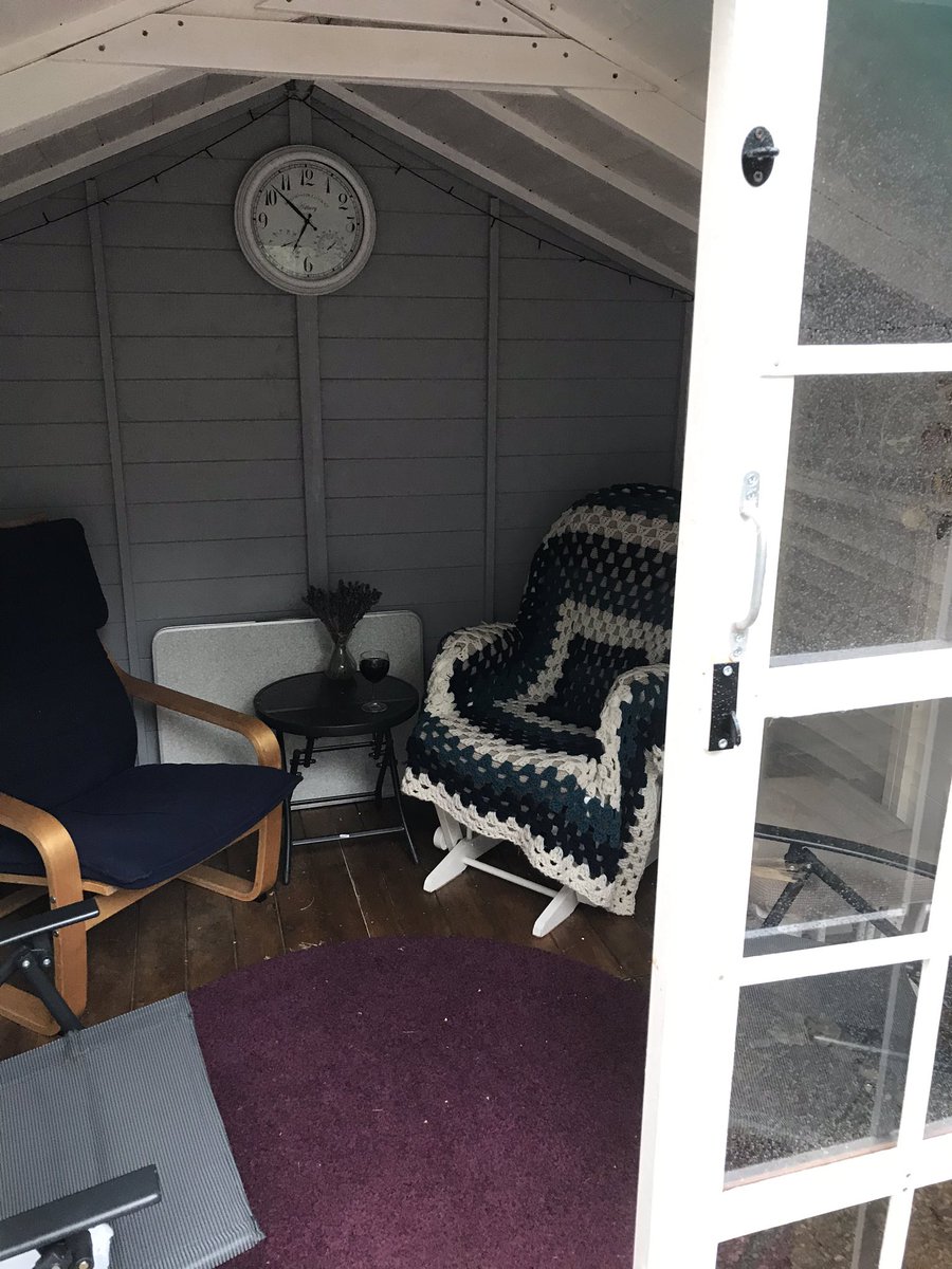 Rev_LouiseEllis's tweet photo. Love my new summer house! There is something really lovely about being out in the garden in the rain and having somewhere dry to just sit and watch the rain! https://t.co/OiME0rXI5K