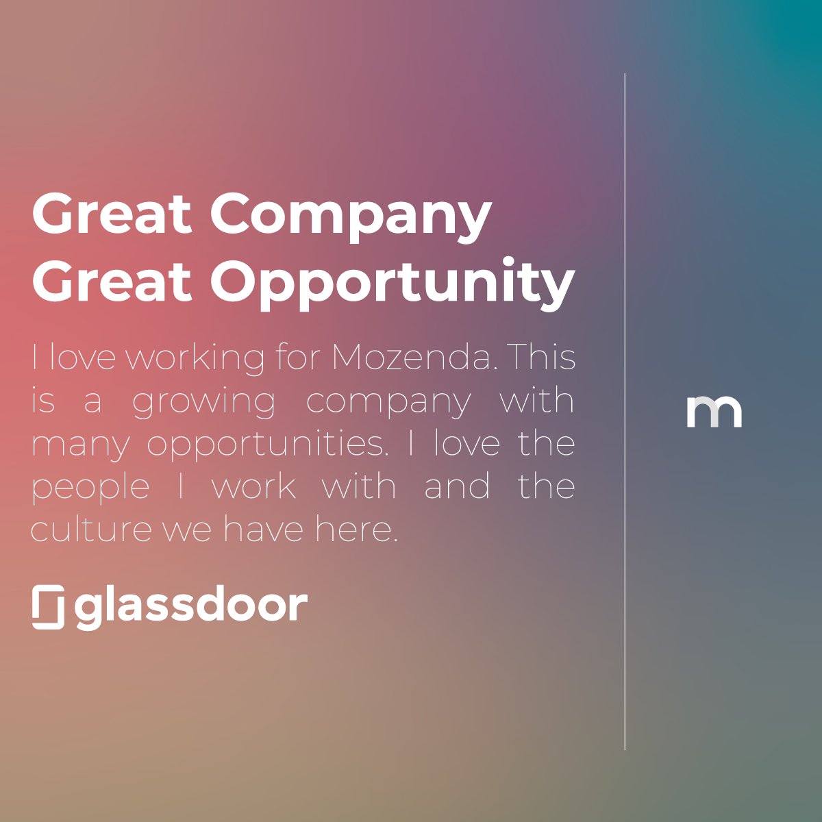 Mozenda's tweet photo. "Great Company with Great Opportunity"

Mozenda Reviewed By Employees:
Read more: https://t.co/Wd3sPRsjnV

#mozenda #companyreviews #data #review #glassdoor #datascraping https://t.co/QchYhBzX0k