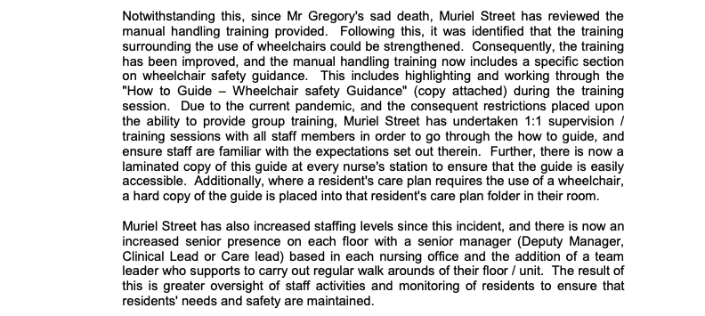 Hidden deep amongst  @CareUK waffle is an admission that 'the training has been improved... now includes a specific section on wheelchair safety guidance' [Specialist care; people in wheelchairs must be as rare as hen's teeth, can't have foreseen the need to know that]