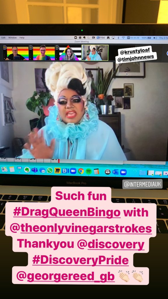 callum_gx's tweet photo. Such fun #DragQueenBingo with @TheOnlyVinegar Thankyou @DiscoveryUK #DiscoveryPride @RealGeorgeReed @Inter_MediaUK @Krusty_Loaf @TimJohnNews #HappyPride 🏳️🌈❤️👏🏻 https://t.co/SEMrtWiD0o