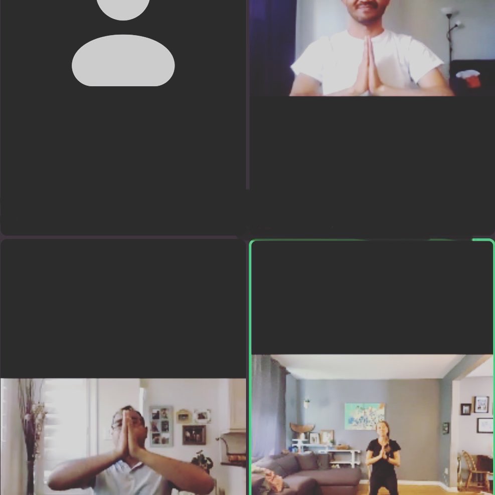 UtkataYoga's tweet photo. What does #workplacewellness look like when you work remotely? This! Check out @InceptaS team practicing our #office #chairyoga from the comfort of their home offices via @zoom_us 👌💙 such great energies!!! #utkatayoga https://t.co/1wSyz0PrpO