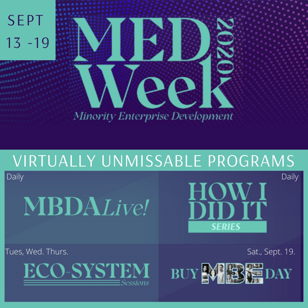 USMBDA's tweet photo. #MEDWEEK2020 kicks off on SEPTEMBER 14th! The conference is virtually unmissable  featuring industry experts, news you can use, networking connections, and much more! Register TODAY at https://t.co/OwHs42cuM8

#WinningTheFutureNOW https://t.co/NXCrK8e2VN