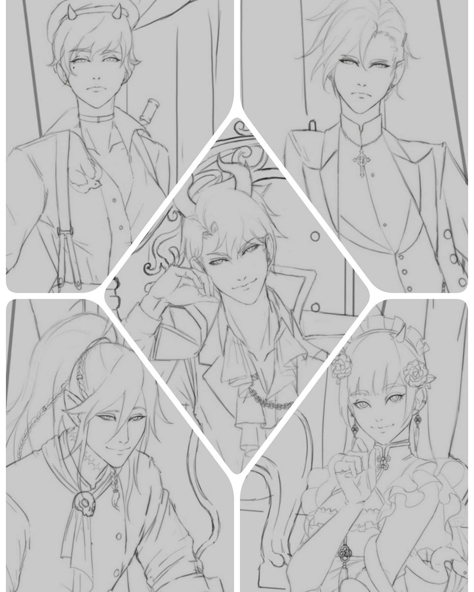 Original character group art #wip holy moly group art takes a long time! ? im running out of podcasts and youtube videos to listen to working on this 