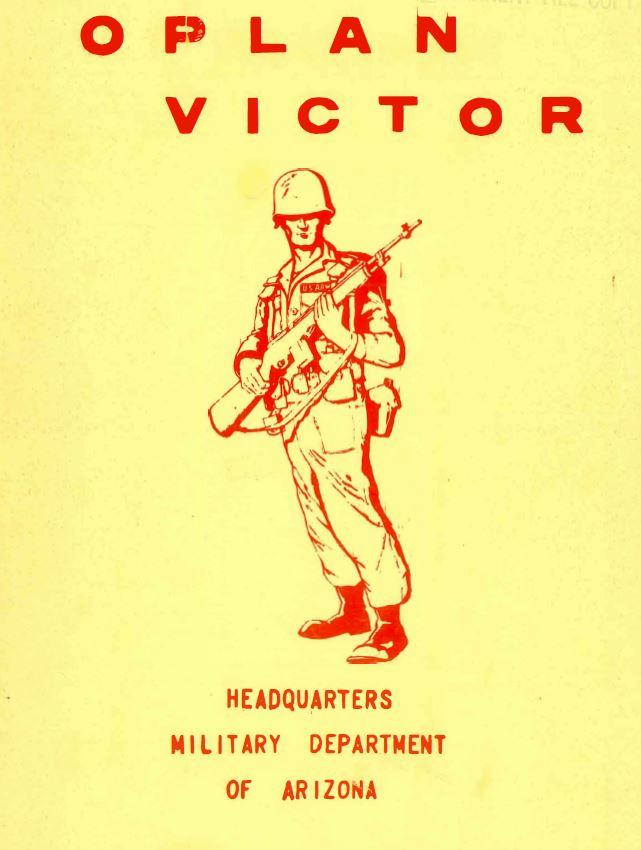 StateLibAZ's tweet photo. In 1967, the Military Dept of AZ published a document to guide the National Guard in assisting with 'civil disturbances'.
It includes a street map showing Phoenix before the Deck Park Tunnel & shows US Route 80 through downtown.
https://t.co/n31CDE7IcF
#ArizonaStatePublications https://t.co/arc6dtOJqg