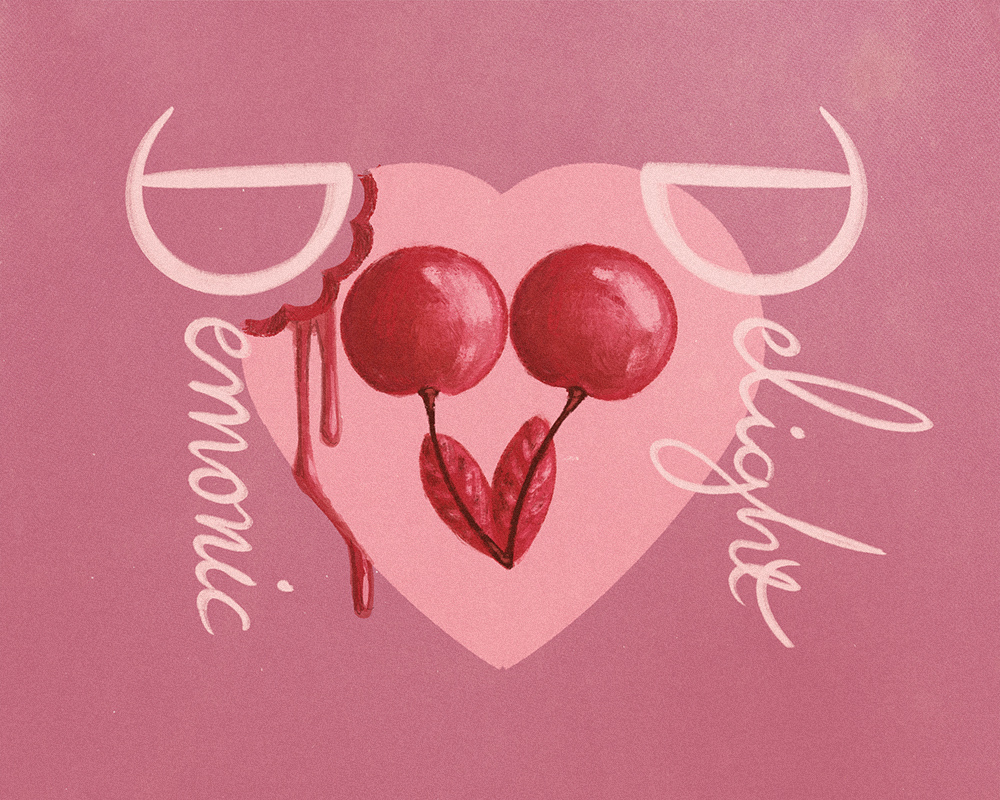 demonicdelight_'s tweet photo. Oh, what's this? A new name has arrived! 

Our team has decided that the game will be called Demonic Delight🍒Bitten cookie drawn by @aarnineo 
#indigame #indiedevhour #indiegamedev https://t.co/0XU3BNsD0L
